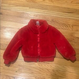 Hanna Andersson Red Kids 4t Faux Fur Jacket